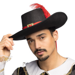 Čierna mušketierska čiapka so stuhou